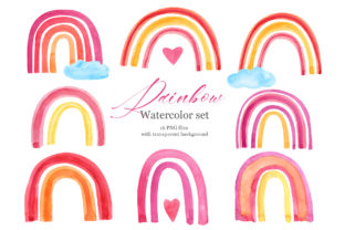 Baby Rainbow Watercolor Clipart Set Illustrations