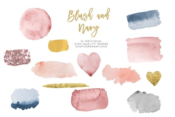Blush Navy Watercolor Gold Design & Illustrations