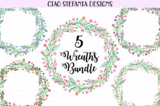 Floral Watercolor Tulips Wreath Bundle Illustrations