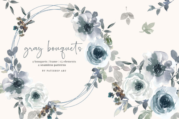 Gray and White Watercolor Florals Review