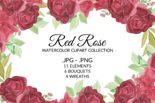 Red Rose Watercolor Clipart & Illustrations