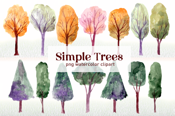 Simple Trees Watercolor Clipart Set Review