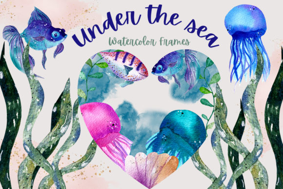 Under the Sea Watercolor Frames & Illustrations