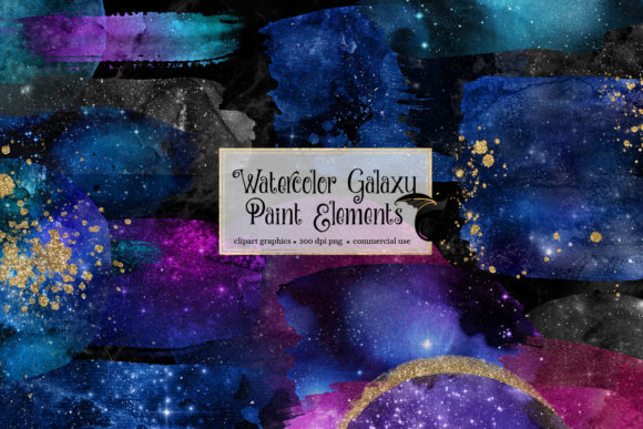 Watercolor Galaxy Paint Elements & Illustrations