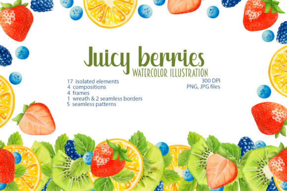 Watercolor Juicy Summer Berries Illustrations