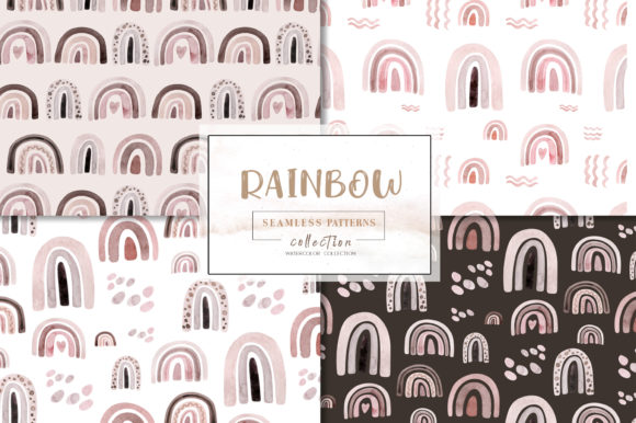 Watercolor Rainbow Pattern Collection Illustrations