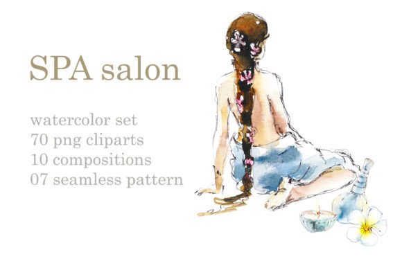 Watercolor SPA Salon: Premium Illustrations